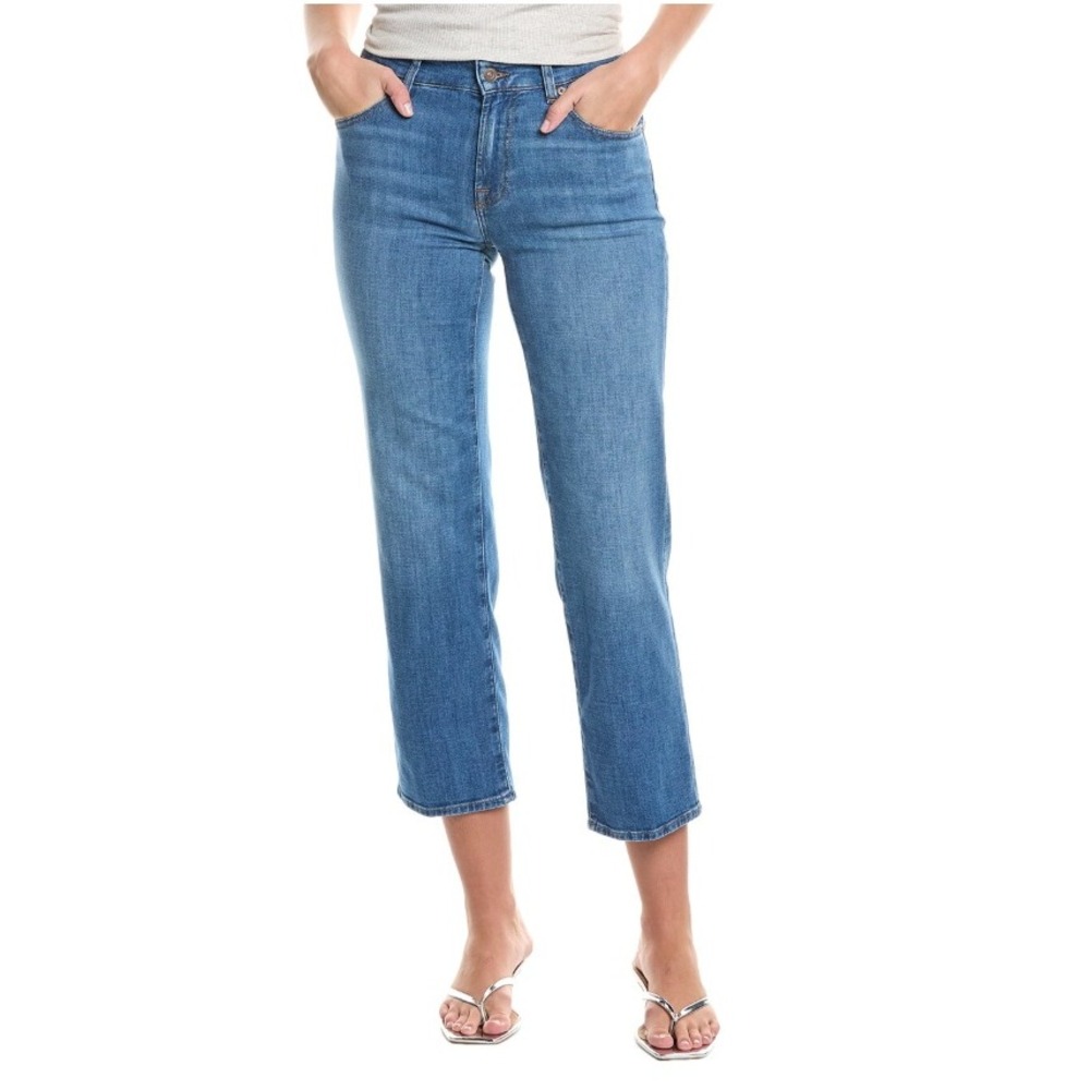NWT 7 for all mankind Calie Straight Ankle Jeans Nevada Blue 30 Italian Fabric - Picture 2 of 9